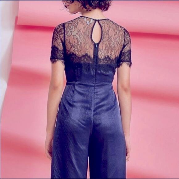 Anthropologie Foxiedox Nixie Lace Jumpsuit Navy Blue Women’s Small - Picture 5 of 9